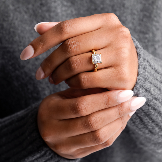 Rope Princess Cut Ring