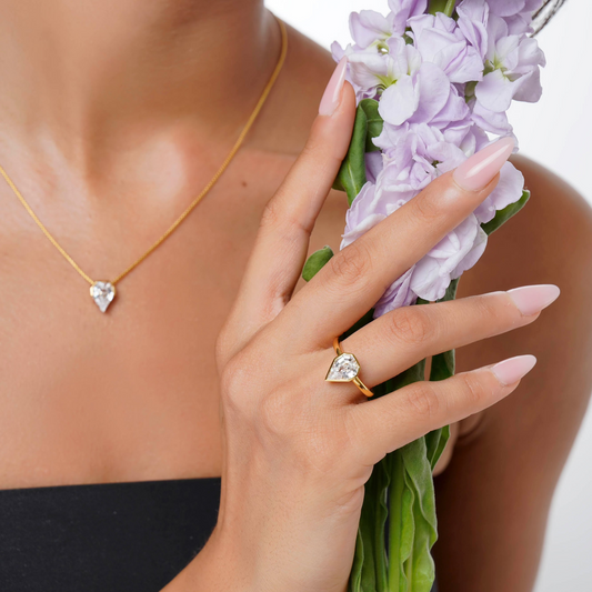 Tear Drop Bezel Ring