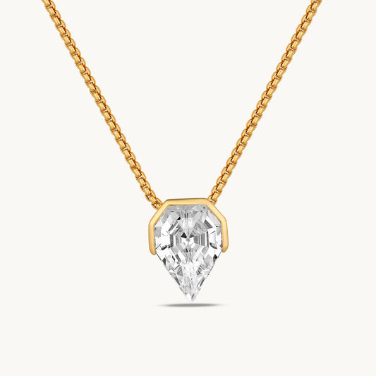 small diamond simulant pendant gold