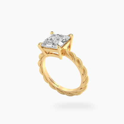 Rope Princess Cut Ring