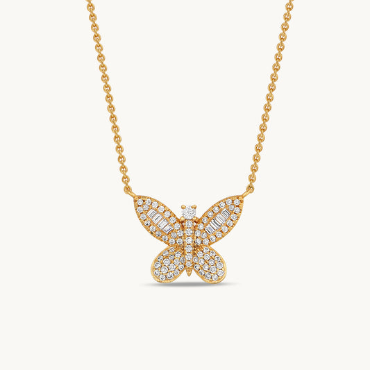 small butterfly necklace gold