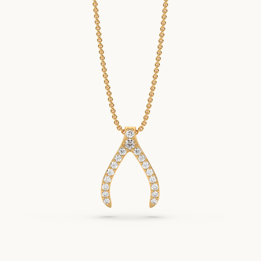 small gold wishbone necklace