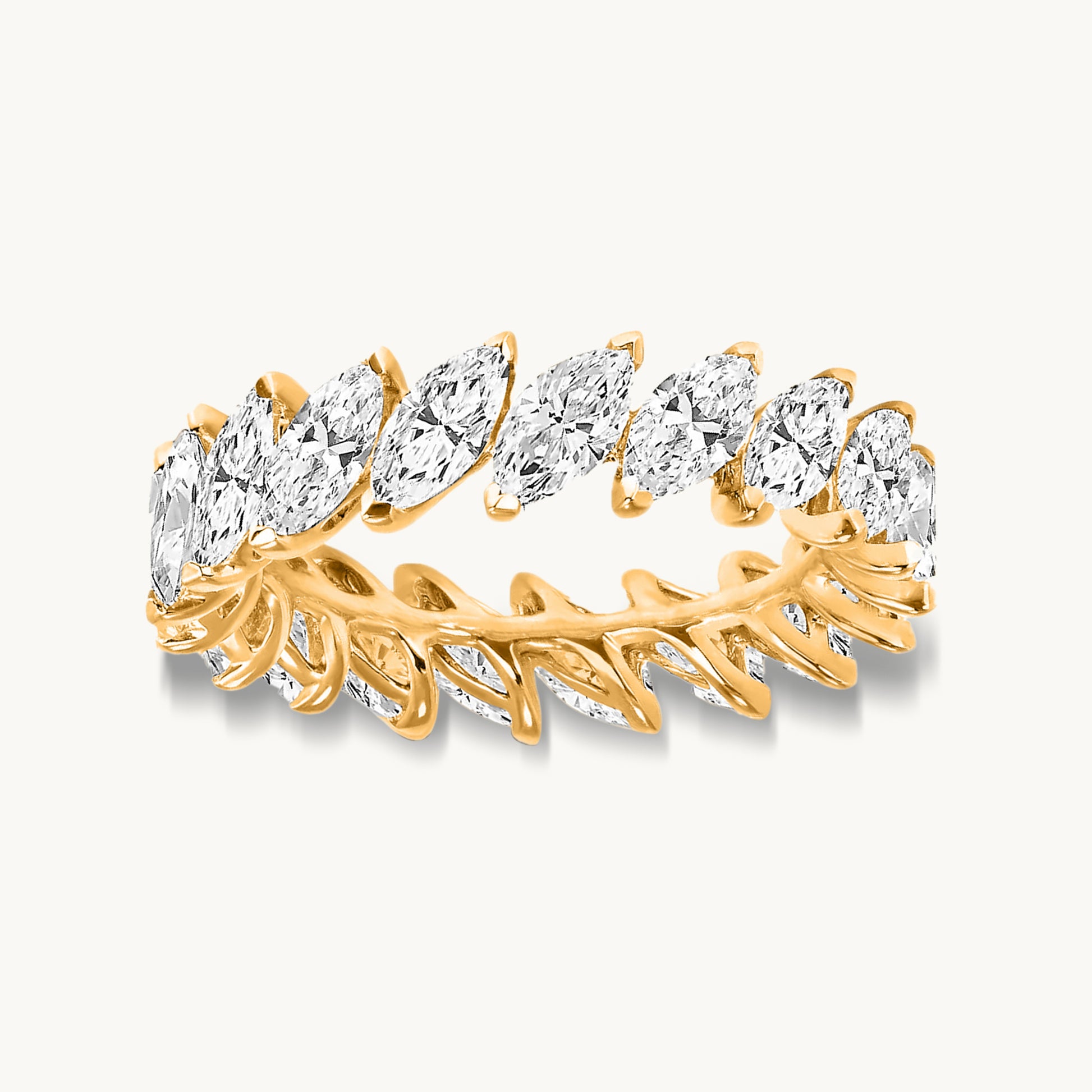Crown eternity ring with marquise-cut stones in 18k gold vermeil setting