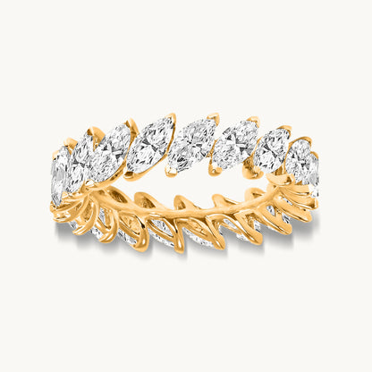 Crown eternity ring with marquise-cut stones in 18k gold vermeil setting